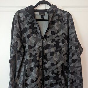 ZELLA Black and Gray Hooded Zip Up Jacket - Size Medium